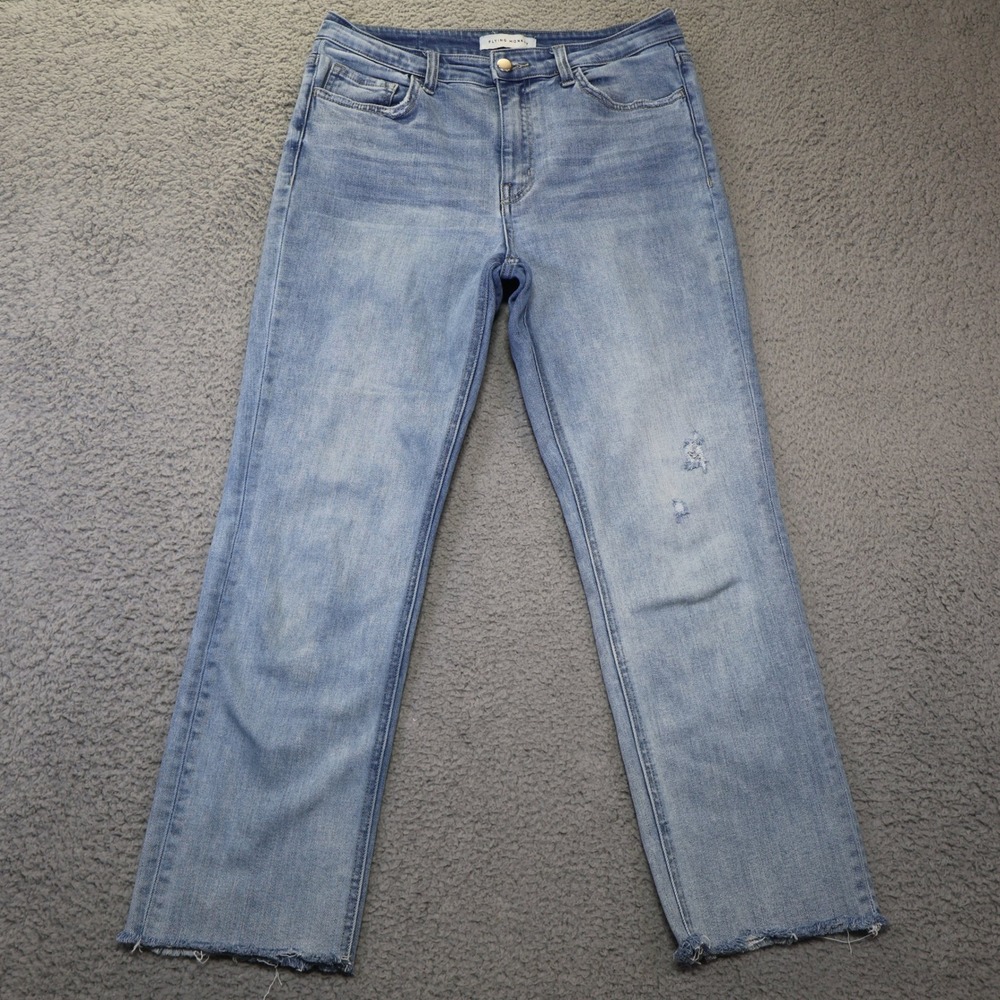 Flying Monkey Light Wash Straight Leg Raw Hem Distressed Jeans F4814 Size 30